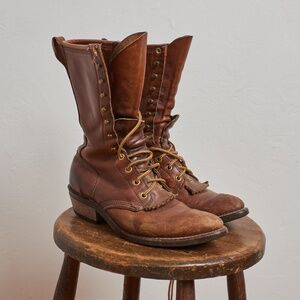 Western VINTAGE Leather Roper Boots Size 8